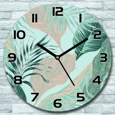 Produktbild von Wanduhr aus Glas Rund fi 30 Exotische Palmen Quarz Deko Schlafzimmer Büro