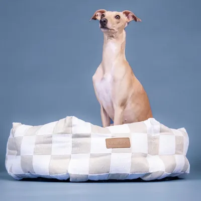 Produktbild von PAIKKA Hundebett kariert beige, Durchmesser: 95 cm