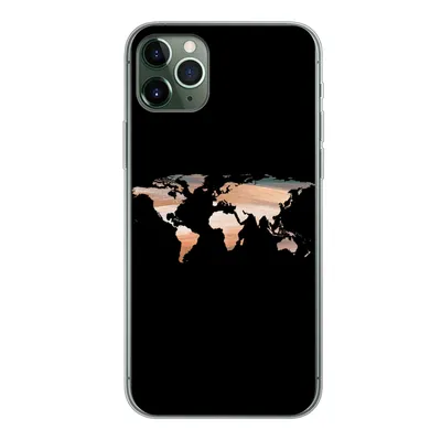 Produktbild von MuchoWow® Handyhülle Schutzhülle Hülle für iPhone 11 Pro Max Weltkarte - Farbe - Schwarz Silikon Softcase Handy Hülle - Schutz