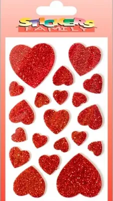 Immagine prodotto di Adesivi a forma di cuore rosso scintillante per San Valentino, decorazione fai da te, 20 pezzi.
