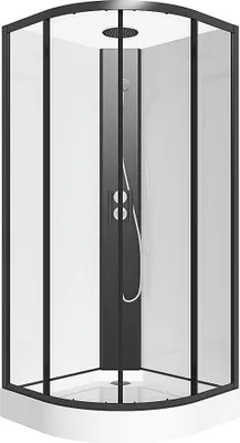 Produktbild von Viertelkreis-Duschkabine - Anpassbare Höhe - 90 x 90 x 213/232 cm - Schwarz & Weiß - ROVATA