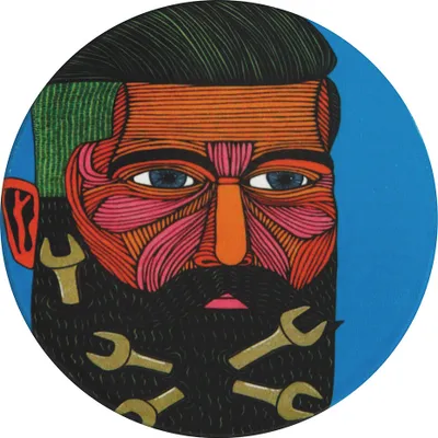 Image de Maxwell & Williams Mulga Dessous de verre, Spanner Man, Coaster, Rond, Céramique, Liège, Multicolore, 10.5 cm, DU0195