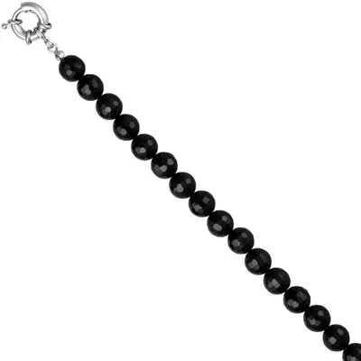 Produktbild von Kette Collier Halskette Onyx schwarz facettiert Edelstahl 60cm Edelsteinkette