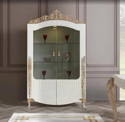 Image de Vitrine, étagère, salon, meubles design, style moderne, bois/verre, blanc