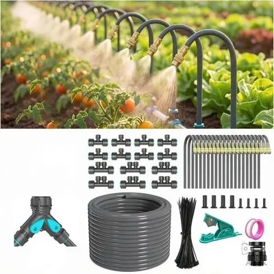 Produktbild von Tropfbewässerungssystem Set – 30M Automatisches Bewässerungssystem mit 20 Düsen, für bis zu 20 Topfpflanzen, ideal für Innenräume, Garten & Balkon