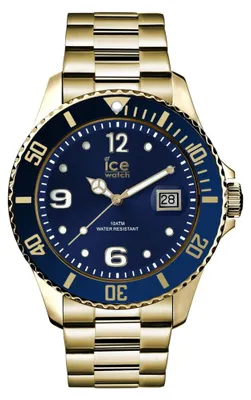 Image de Ice-Watch 016762 Ice Steel Gold Blue Large montre en acier inoxydable date or