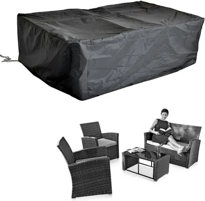 Produktbild von Mucola Schutzhülle Gartenmöbel Abdeckplane Abdeckhaube Garnitur Couch Sofa Tisch Wetterfest Schwarz - Sitzgruppe 132x132x80