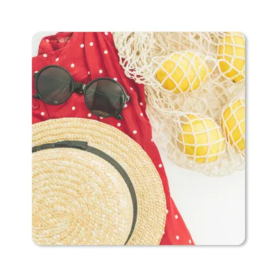 Produktbild von MuchoWow® Mauspad Mousepad Sonnenbrille - Hut - Zitrone 30x30 cm - Mousepads - Maus Mat - Pad - Mausunterlage - Gaming