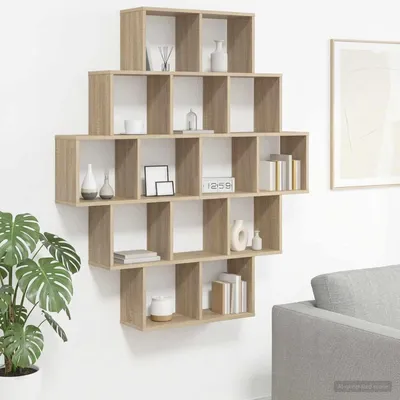 Immagine prodotto di Maison Exclusive - Scaffale a parete in legno effetto Sonoma, 120 x 20 x 136 cm
