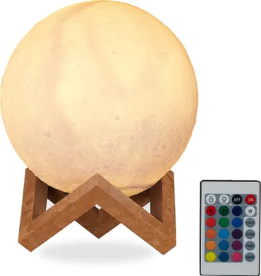 Produktbild von relaxdays Mondlampe 3D Tischlampe weiß