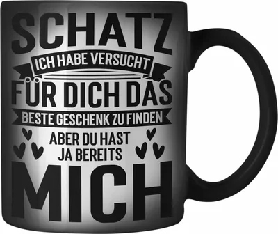 Produktbild von Trendation - Schatz Ich Habe Versucht Für Dich Das Perfekte Geschenk Zu Finden Farbwechsel Zauber-Tasse Geschenk zum Valentinstag Freundin Freund (Schwarz)