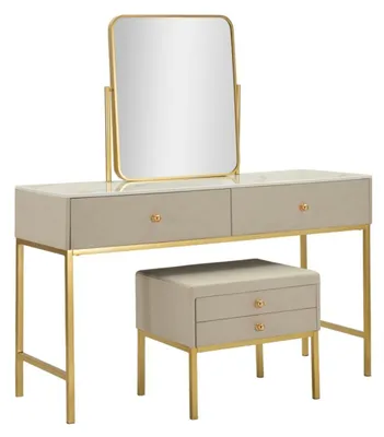 Immagine prodotto di Comò da trucco con specchio e sgabello con spazio contenitivo