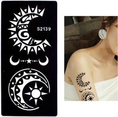 Produktbild von Henna Tattoo Schablone Airbrush Stencil Sonne und Mond