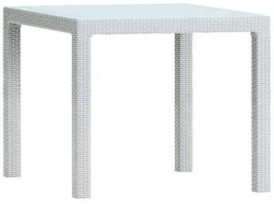 Image de Table carrée en résine effet rotin blanc « Quartet Table »