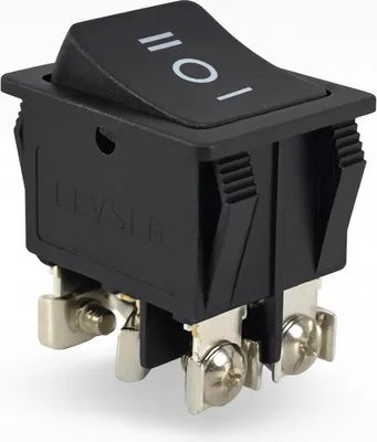 Produktbild von Wippenschalter 2-polig EIN-AUS-EIN rastend, 16A 250V 6-Pin, mit Schraubkontakten