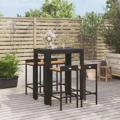 Produktbild von Maison Exclusive - 5-tlg. Gartenbar-Set Schwarz Poly Rattan & Massivholz Akazie