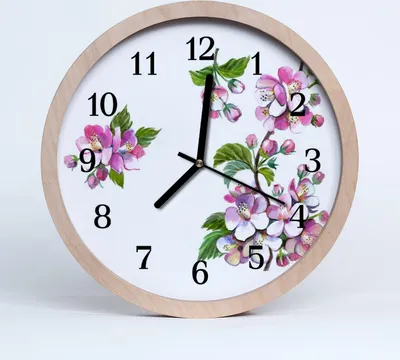 Produktbild von Holzuhr 30fi cm wanduhr - Blumen Blumen