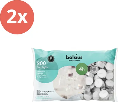 Zdjęcie produktu dla Bolsius Professional - Podgrzewacze do herbaty - 200 sztuk w opakowaniu - Torebka - Value pack - 400 sztuk - 2 opakowania