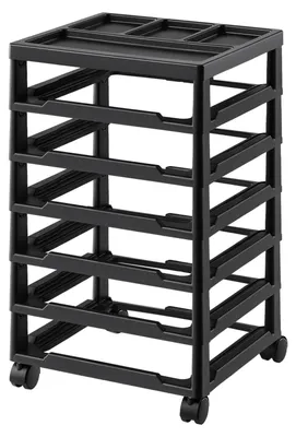 Aufbewahrungsregal, 6-stufig, PP, Schwarz, 362x405x685 mm