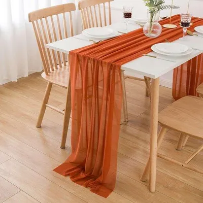 Obrázok produktu pre AOKSUNOVA stolový bežec terakotový šifónový stolový bežec svadobný 75 cm x 4 m stolový bežec tkaniny tylu