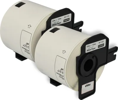 Produktbild von vhbw 2x Rolle mit Halter 62mm x 100mm (300 Etiketten) kompatibel mit Brother PT QL-1050, QL1050N, QL-1060, QL1060N, QL-500, QL-500A Drucker Weiß