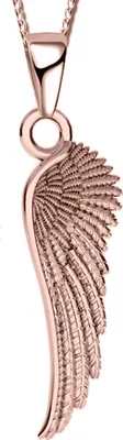 Produktbild von Damen Mädchen Flügel 50cm Halskette mit Anhänger echt 925 Sterling Silber Kette Damenkette Engelsflügel Kinderkette Halsschmuck Rosegold A121+Org