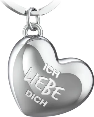 Produktbild von Herz Schlüsselanhänger in Silber mit Gravur - "Ich liebe dich" - Glücksbringer Geschenk für Partner Freundin Ehefrau