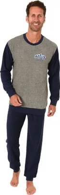 Produktbild von Herren Frottee Pyjama langarm Schlafanzug mit Bündchen  - 291 101 13 573 ; anthrazit , 54