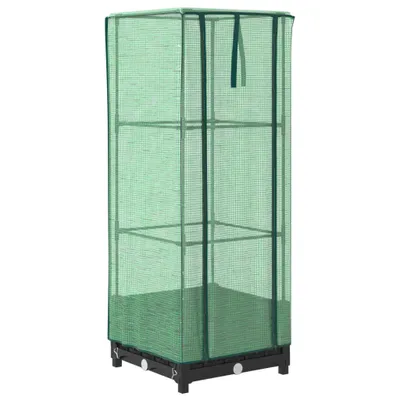 Produktbild von Hochbeet mit Gewächshaus-Aufsatz Rattan-Optik 40x40x123 cm