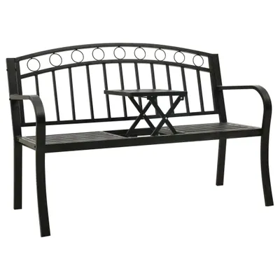 Produktbild von The Living Store Gartenbank mit Tisch Schwarz 120 cm Stahl