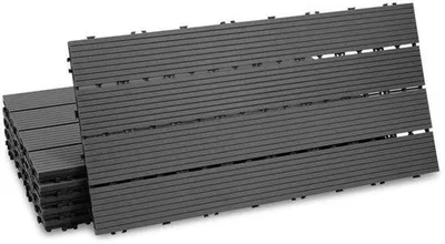 Productafbeelding van Terrastegels - Vloertegels voor balkon - Tuinaankleding - Kliksysteem voor drainage - 3 m² - 18 stuks - Antraciet