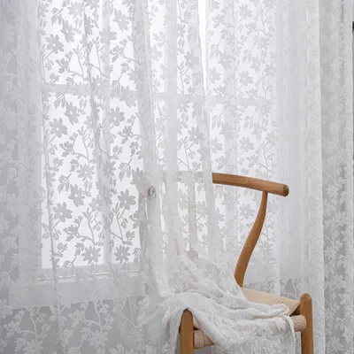 Produktbild von 2er Set Sheer Voile Vorhang Transparente Gardine aus Voile Polyester Transparent Wohnzimmer Luftig Dekoschal für Schlafzimmer,132*274CM