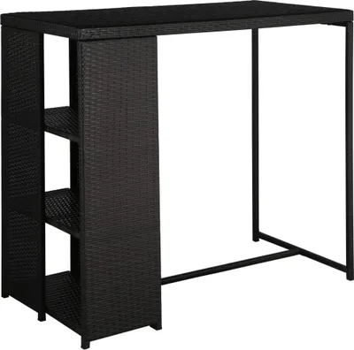 Produktbild von vidaXL 5-tlg. Gartenbar-Set mit Kissen Poly Rattan Schwarz
