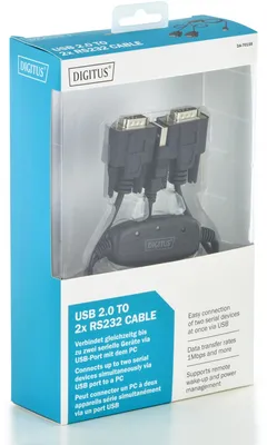 Productafbeelding van DIGITUS USB 2.0 - Adapterkabel met 2 x RS232 poorten, 1 Mbit/s.