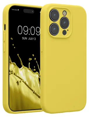 Produktbild von kwmobile Hülle kompatibel mit Apple iPhone 14 Pro - Hülle Silikon gummiert - Handyhülle - Handy Case in Zitronengelb