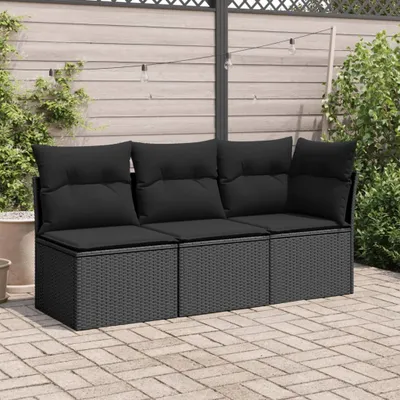 Produktbild von "2026 Aktion" Gartensofa - CLORIS - Balkonmöbel - Gartenmöbel Set --Ecke mit Kissen Schwarz Poly Rattan - 62x62x69 cm DEMöbel 3761123
