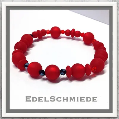 Produktbild von Edelschmiede925 Armband mit farbigen Acrylperlen + Glaskristallen