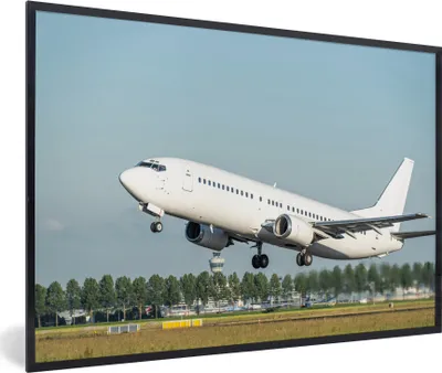 Produktbild von MuchoWow® MuchoWow® Gerahmtes Poster Abfliegende Flugzeuge in Schiphol 60x40 cm - Poster mit zchwarzem Bilderrahmen - Printing - Wanddeko Schlafzimmer