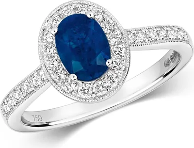 Produktbild von Klassischer 18 Karat (750) Weißgold Cluster Diamant Damenring Brillant-Schliff 0.33 Karat HI - SI mit Saphir, 49 (15.6); TRS2371RSJ