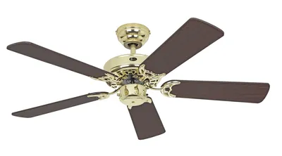 Produktbild von Deckenventilator mit Zugkette Classic Royal Messing poliert 103 Nussbaum / Nussbaum dunkel