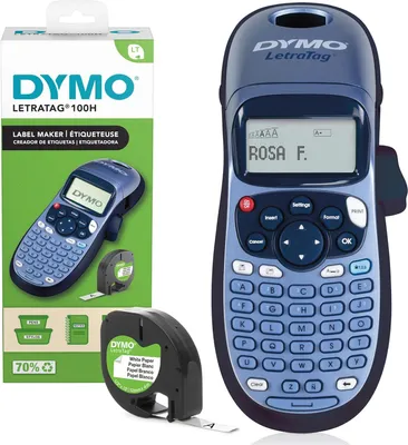 Produktbild von DYMO LetraTag LT-100H Beschriftungsgerät Handgerät | Tragbares Etikettiergerät mit ABC Tastatur | blau | Ideal fürs Büro oder zu Hause, ABC, 160 x 160 DPI, 6,8 mm/sek, Schwarz, Blau
