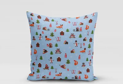 Produktbild von SCHÖNER LEBEN. Kissenhülle Wintertiere hellblau verschiedene Größen Größe 80x80cm (HxB) 80x80cm (HxB) Größe