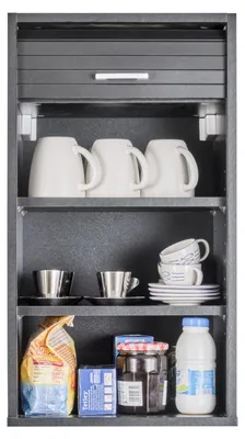 Produktbild von SIMMOB Küchenschrank Schrank Oberschrank Hängeschrank mit Rollladentür B 40 cm, Farbe:Schwarz