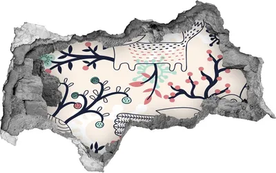 Produktbild von Selbstklebender Loch-3D-Aufkleber 95x73 cm Tiere und Blumen