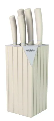 Produktbild von Messeblock, Kochmesser, Tranchiermesser, Brotmesser, Universalmesser, Gemüsemesser - Beige