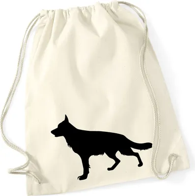 Produktbild von Huuraa Turnbeutel Deutscher Schäferhund Silhouette 12 Liter Natural Baumwolle Rucksack Geschenkidee