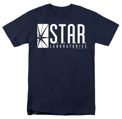 Image de T-shirt "S.T.A.R." de The Flash, pour hommes et femmes, modèle unie (TV36925) (taille M) (bleu marine)