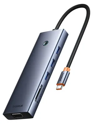 Obrázok produktu pre HUB Baseus UltraJoy Type-C s 10 portmi HDMI, VGA, 3xUSB 3.0, PD, RJ45, SD/TF, 3,5 mm sivý