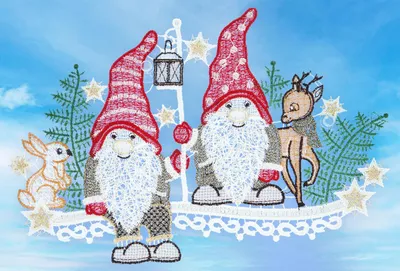 Produktbild von Fensterbild Wichtel mit Reh 28 cm für die Weihnachtsdekoration