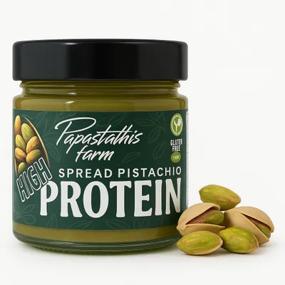 Produktbild von Proteincreme Pistazie 250 g – Griechische Pistazienpaste ohne Zuckerzusatz, proteinreich & laktosefrei